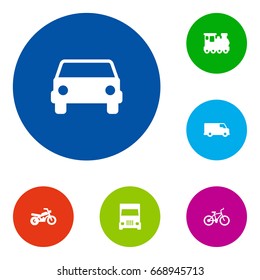 Set Of 6 Shipping Icons Set.Collection Of Car, Wagon, Truck And Other Elements.