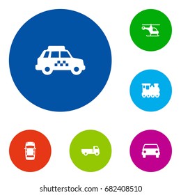 Set Of 6 Shipping Icons Set.Collection Of Lorry, Panorama, Wagon And Other Elements.