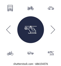 Set Of 6 Shipping Outline Icons Set.Collection Of Bike, Helicopter, Car And Other Elements.