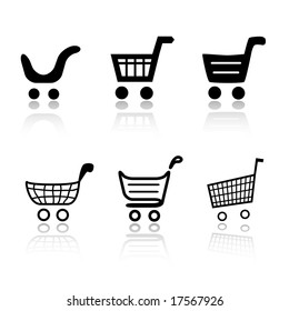 Set Of 6 Shopping Cart Icon Variations