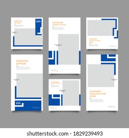 Set 6 of Social Media Network Stories and Post Sale Banner Background, Mobile App, Poster, Flyer, Coupon, Gift Card, Smartphone Template Story. editable template eps 10 vector