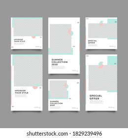 Set 6 of Social Media Network Stories and Post Sale Banner Background, Mobile App, Poster, Flyer, Coupon, Gift Card, Smartphone Template Story. editable template eps 10 vector