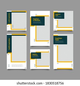 Set 6 of Social Media Network Stories and Post Sale Banner Background, Mobile App, Poster, Smartphone Template Story. editable template eps 10 vector