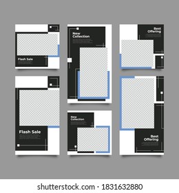 Set 6 of Social Media Network Stories and Post Sale Banner Background, Mobile App, Poster, Smartphone Template Story. editable template eps 10 vector