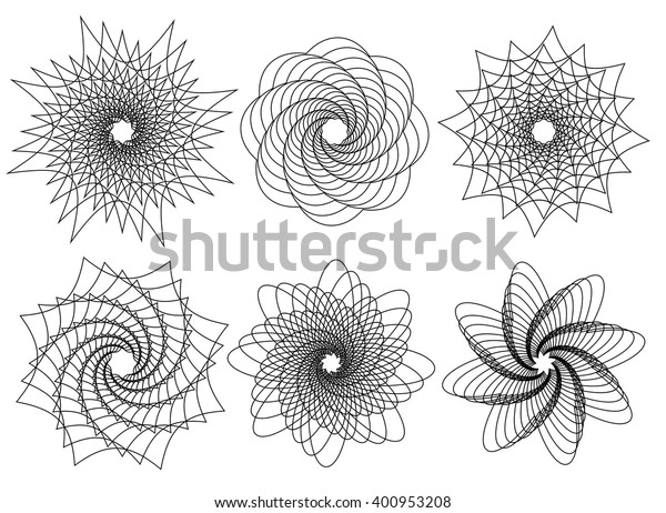 Set 6 Spirally Rotating Shapes Abstract Stock Vector (Royalty Free ...