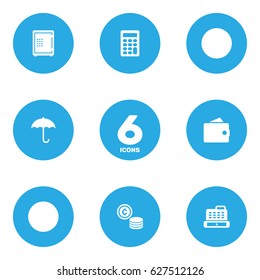 Set Of 6 Sponsor Icons Set.Collection Of Purse, Strongbox, Calculate And Other Elements.