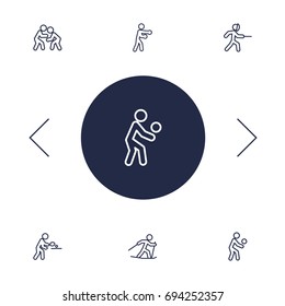 Set Of 6 Sport Outline Icons Set.Collection Of Ski Running, Player, Pong Ping And Other Elements.