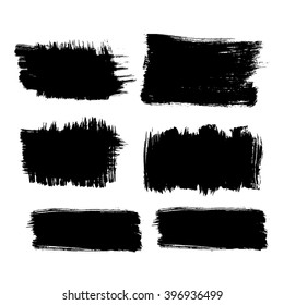 Set of 6 square grunge black abstract textured vector shapes. Vector design grunge elements. Vector abstract background. Vector abstract shapes. Vintage vector stains. Retro vector shapes.