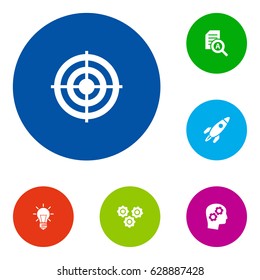 Set Of 6 Startup Icons Set.Collection Of Thinking Head, Bulb, Rocket And Other Elements.