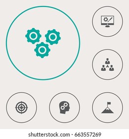 Set Of 6 Startup Icons Set.Collection Of Unity, Repair Service, Gear And Other Elements.