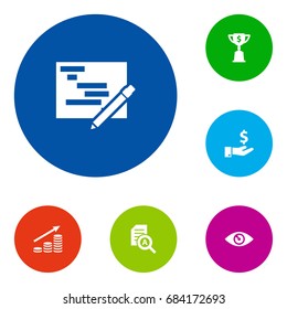 Set Of 6 Startup Icons Set.Collection Of Sponsor, Money Growth, Document Checking And Other Elements.
