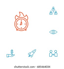 Set Of 6 Startup Outline Icons Set.Collection Of Money Saving, Partnership, Eye And Other Elements.