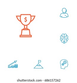 Set Of 6 Startup Outline Icons Set.Collection Of Success, Solution, Support And Other Elements.