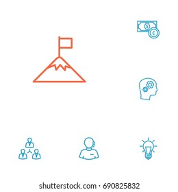 Set Of 6 Startup Outline Icons Set.Collection Of Teamwork, Idea, Solution And Other Elements.