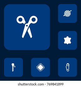 Set Of 6 Stitch Icons Set.Collection Of Skin, Pintle, Fastener And Other Elements.