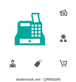 Set of 6 store icons set. Collection of online shopping, price tag, telemarketing and other elements.