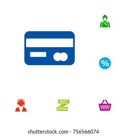 Set Of 6 Store Icons Set.Collection Of Payment, Percent, Bag And Other Elements.