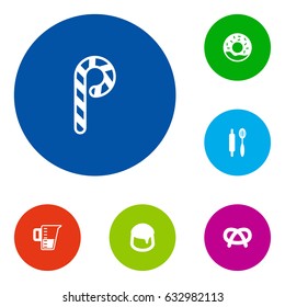 Set Of 6 Stove Icons Set.Collection Of Measurement, Doughnut, Custard And Other Elements.