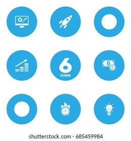 Set Of 6 Strategy Icons Set.Collection Of Repair Service, Money Growth, Rocket And Other Elements.