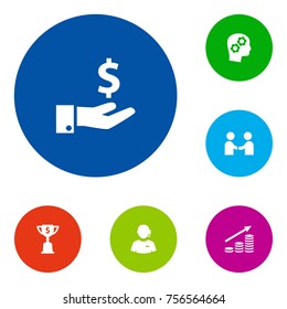 Set Of 6 Strategy Icons Set.Collection Of Money Growth, Sponsor, Meeting And Other Elements.