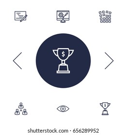 Set Of 6 Strategy Outline Icons Set.Collection Of Development, Grid Structure, Teamwork And Other Elements.