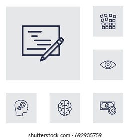 Set Of 6 Strategy Outline Icons Set.Collection Of Eye, Planning, Currency And Other Elements.
