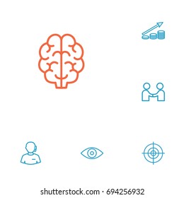 Set Of 6 Strategy Outline Icons Set.Collection Of Partnership, Profit, Eye And Other Elements.