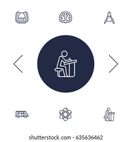 Set Of 6 Studies Outline Icons Set.Collection Of Bus, Pupil, Backpack And Other Elements.