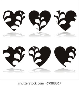 set of 6 stylish hearts