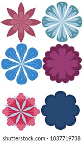 A set of 6 stylized flowers.