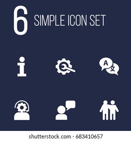 Set Of 6 Support Icons Set.Collection Of Info, Technical, Gear And Other Elements.