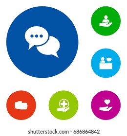 Set Of 6 Support Icons Set.Collection Of Reception, Care;, Human And Other Elements.