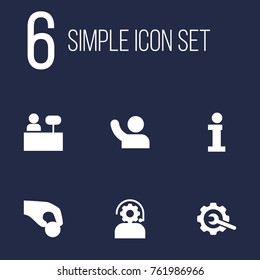 Set Of 6 Support Icons Set.Collection Of Technical, Gear, Reception And Other Elements.