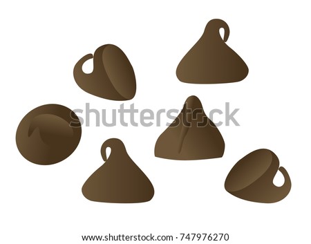 Set of 6 Sweet Chocolate Chips Topping Decoration Isolated 