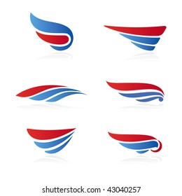 Set of 6 symbols in form of the wing