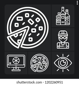 Set of 6 table outline icons such as view, liquor, pizza, computer