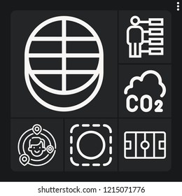 Set of 6 team outline icons such as co, selection, hockey pitch, puck, friends