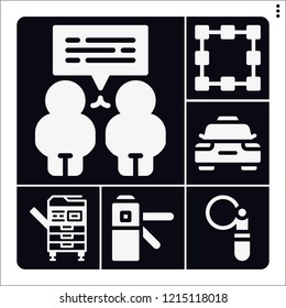 Set of 6 technology filled icons such as conversation, photocopier, access, transform, filter