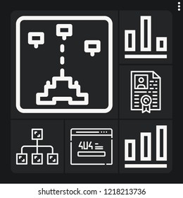 Set of 6 template outline icons such as diagram, resume, game, error