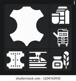 Set of 6 texture filled icons such as leather, photocopier, subway, ink