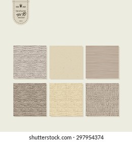 Set of 6 textures - rough fabric, paper. A vector.