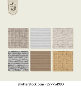 Set of 6 textures - rough fabric, paper. A vector.