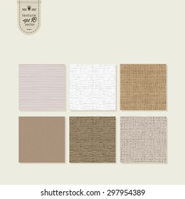 Set of 6 textures - rough fabric, paper. A vector.