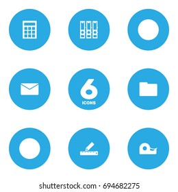 Set Of 6 Tools Icons Set.Collection Of Pencil, Mail, Sticky And Other Elements.
