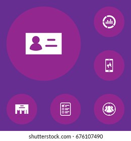Set Of 6 Trade Icons Set.Collection Of Monitoring, Group, Customer Summary And Other Elements.