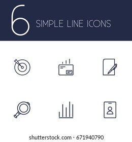 Set Of 6 Trade Outline Icons Set.Collection Of Mail, Target, Paper And Other Elements.