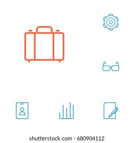 Set Of 6 Trade Outline Icons Set.Collection Of Paper, Chart, Glasses And Other Elements.
