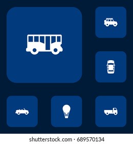 Set Of 6 Traffic Icons Set.Collection Of Autobus, Lorry, Coupe And Other Elements.