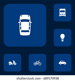 Set Of 6 Traffic Icons Set.Collection Of Bicycle, Side View, Scooter And Other Elements.