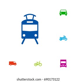 Set Of 6 Traffic Icons Set.Collection Of Caravan, Car, Motorbike And Other Elements.
